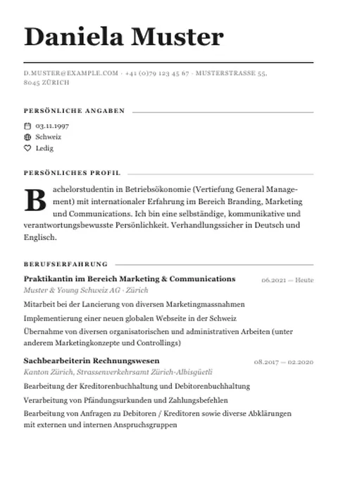 Lebenslauf · Editorial Magazine