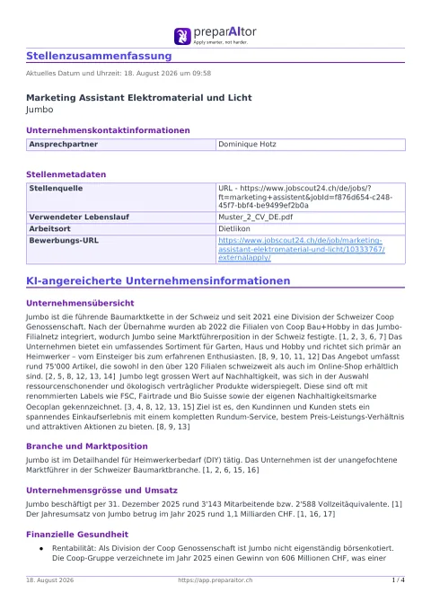 Stellenzusammenfassung