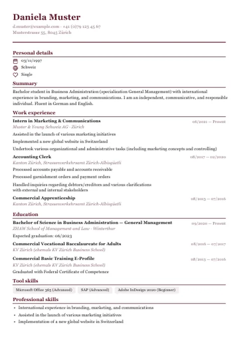 CV · Compact Elegant