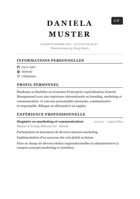 CV · Minimal Letterspaced