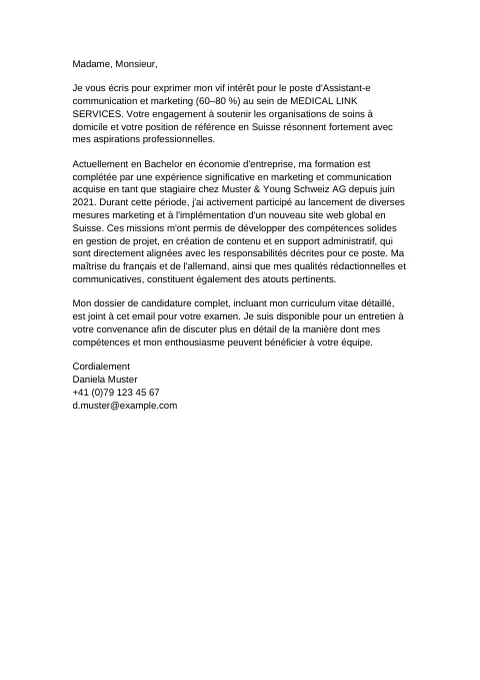 E-mail de candidature