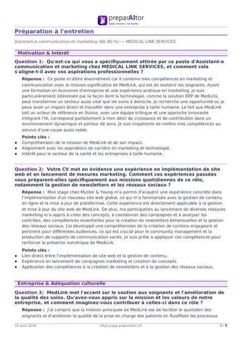 Préparation entretien