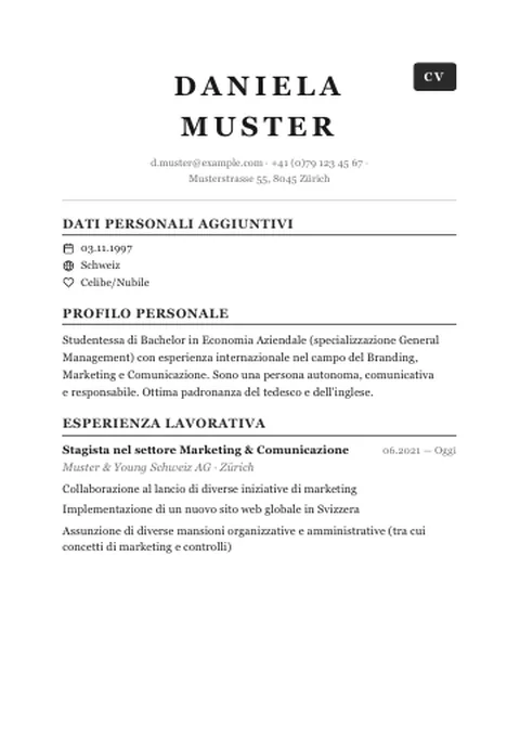 CV · Minimal Letterspaced