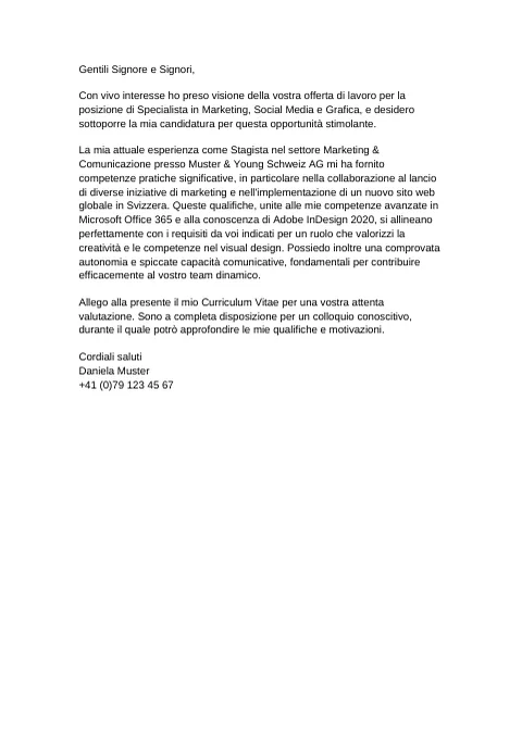 E-mail di candidatura